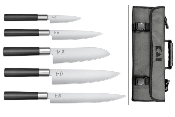 Mallette 5 couteaux japonais KAI Wasabi Black EURO