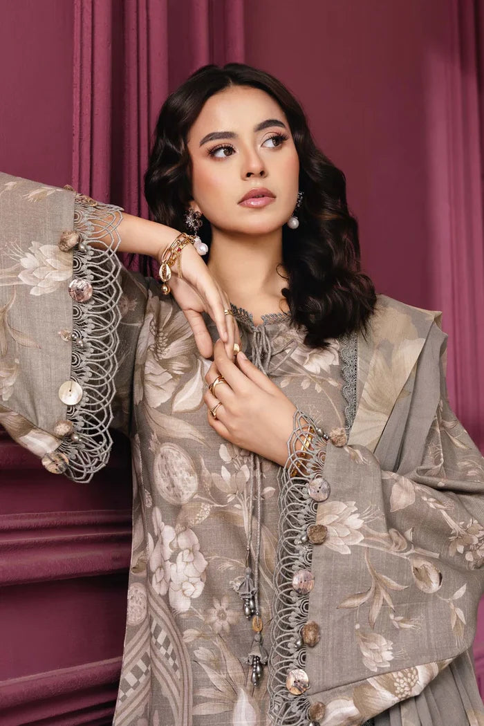 Maria B - MB-CUS25-1101-A Three Piece Printed Slub Khaddar