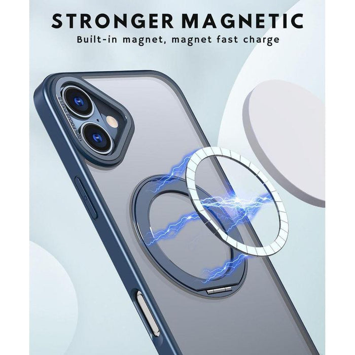 MaxGuard Ring Holder MagSafe Frosted Case for iPhone 16 – Black