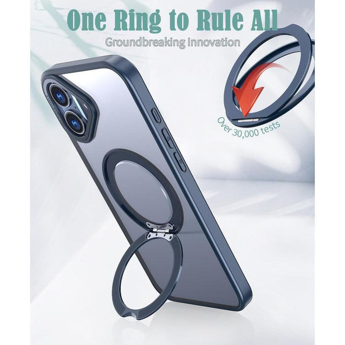 MaxGuard Ring Holder MagSafe Frosted Case for iPhone 16 – Black