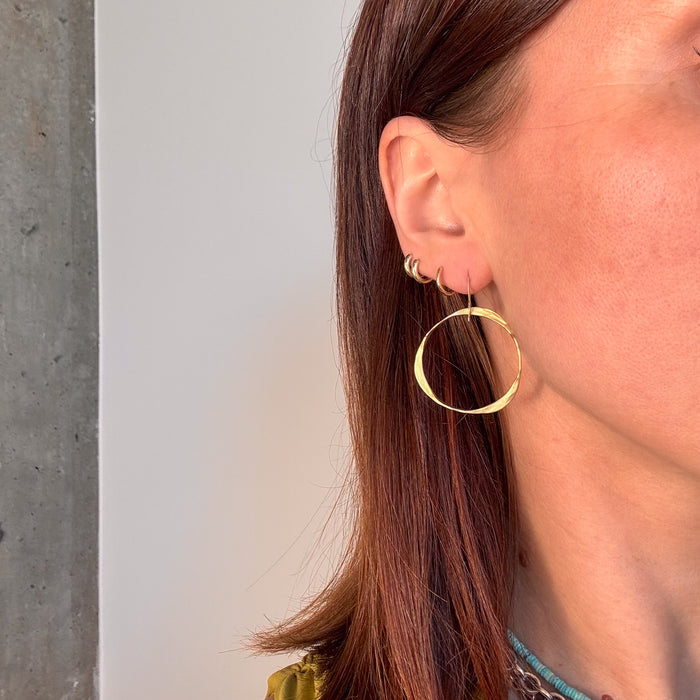Medium Brass Forward Hoop Earrings