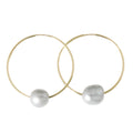 Mia Grey Pearl Gold Hoop Earrings