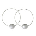 Mia Grey Pearl Silver Hoop Earrings