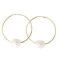 Mia White Pearl Gold Hoop Earrings