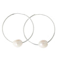 Mia White Pearl Silver Hoop Earrings
