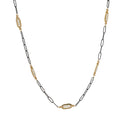 Mixed Metal Pearl Channel Chain Necklace