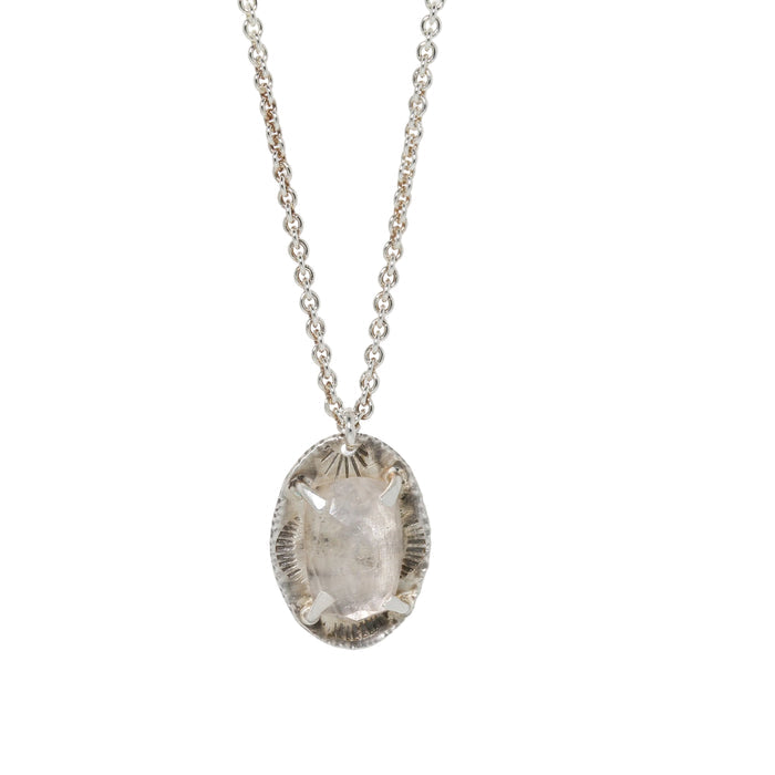 Glacier lily morganite and sterling silver necklace