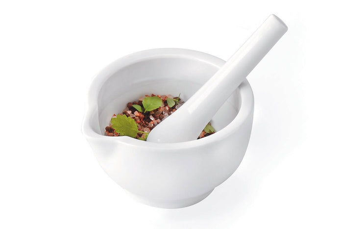 Mortier + pilon Gefu Macino en porcelaine blanche
