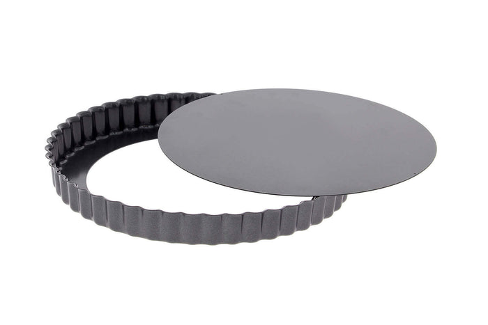 Moule à tarte cannelé en acier De Buyer à fond amovible et bord droit - 20cm