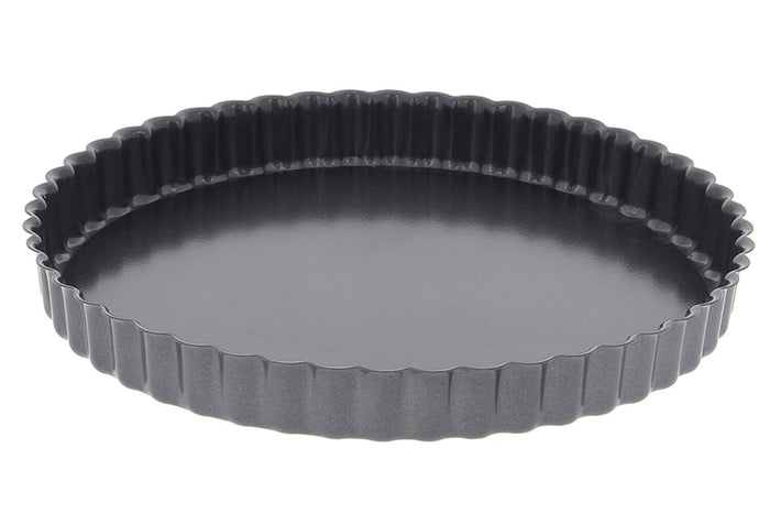 Moule à tarte cannelé en acier De Buyer à fond amovible et bord droit