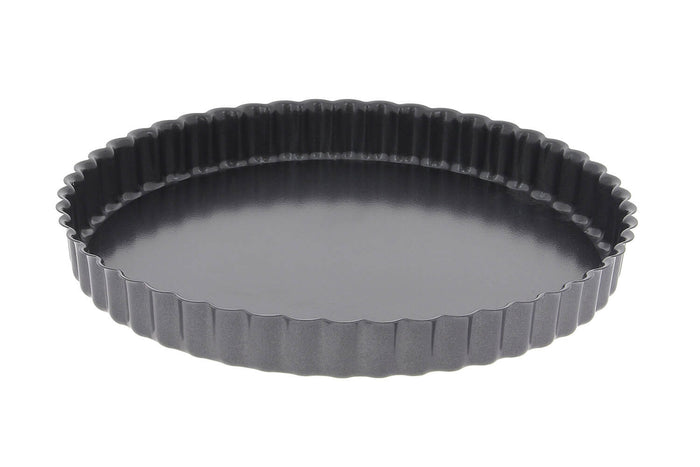 Moule à tarte cannelé en acier De Buyer à fond fixe bord droit - 24cm