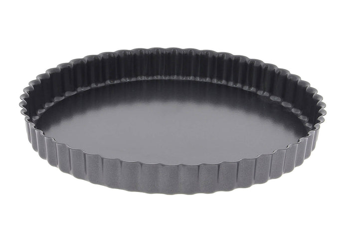 Moule à tarte cannelé en acier De Buyer à fond fixe bord droit - 28cm