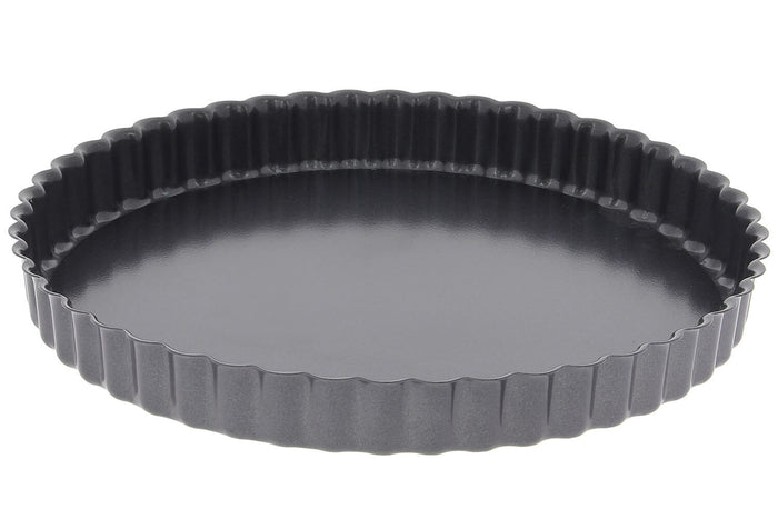 Moule à tarte cannelé en acier De Buyer à fond fixe bord droit - 32cm