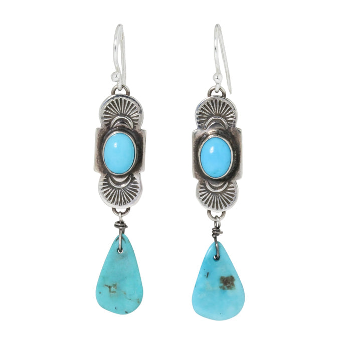 Narrow Conch Turquoise Earrings-Southwest