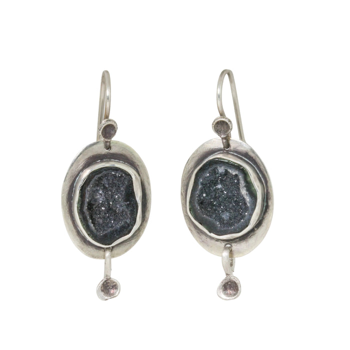 Natural Geode Pansy Drop Earrings-Glacier Lily