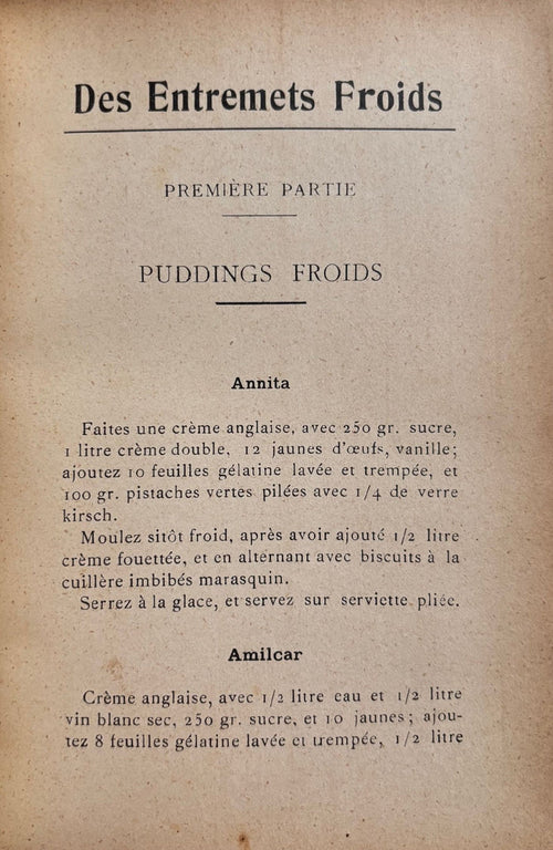 (*NEW ARRIVAL*) (French - Pastry) Leon Pigot. Le Memorandum du Patissier-Entremettier