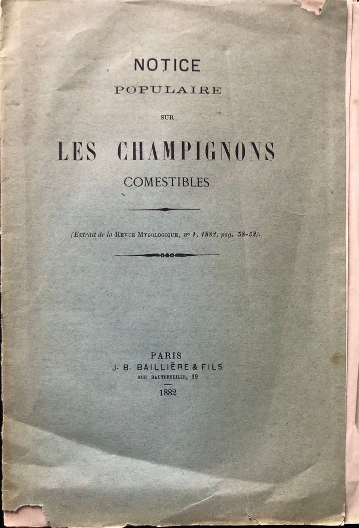 (*NEW ARRIVAL*) (Mushrooms) Edmond About. Notice Populaire sur les Champignons Comestibles