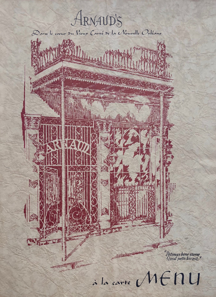 (New Orleans) Arnaud's. A la Carte Menu