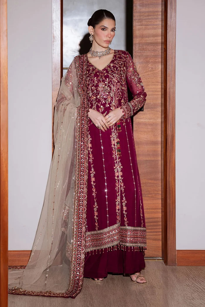 Nureh - NEL-86 Three Piece Embroidered Chiffon