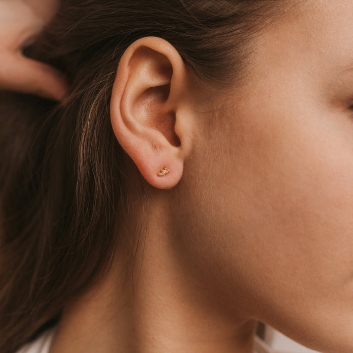 Offset CZ Baguette Trio Stud Earrings-JaxKelly