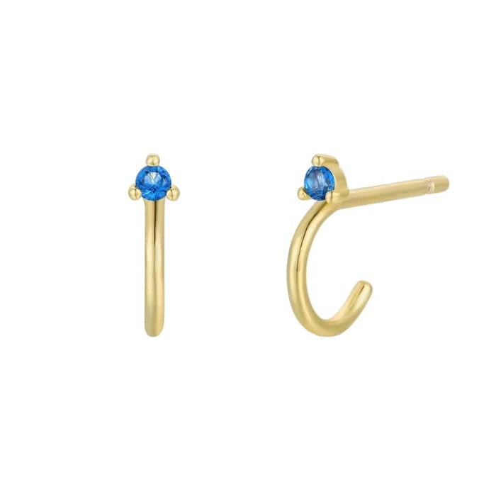 Open Mini Blue Sapphire Hoop-JaxKelly