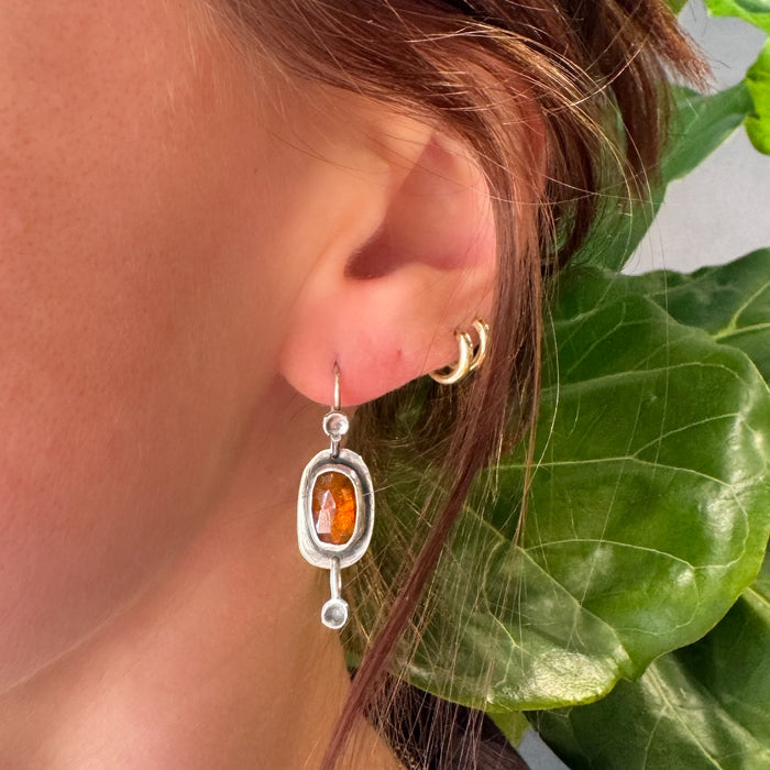 Orange Kyanite Pansy Drop Earrings-Glacier Lily