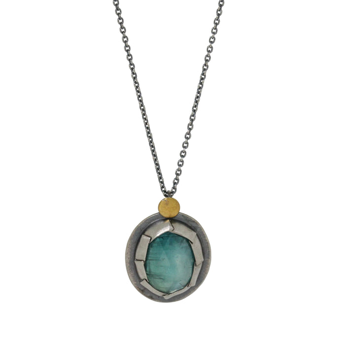 Oval Fold Blue Kyanite Necklace