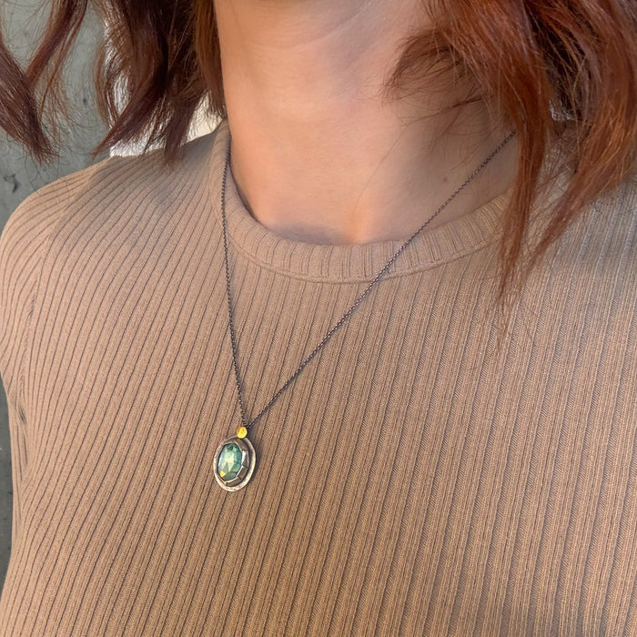 Oval Fold Blue Kyanite Necklace