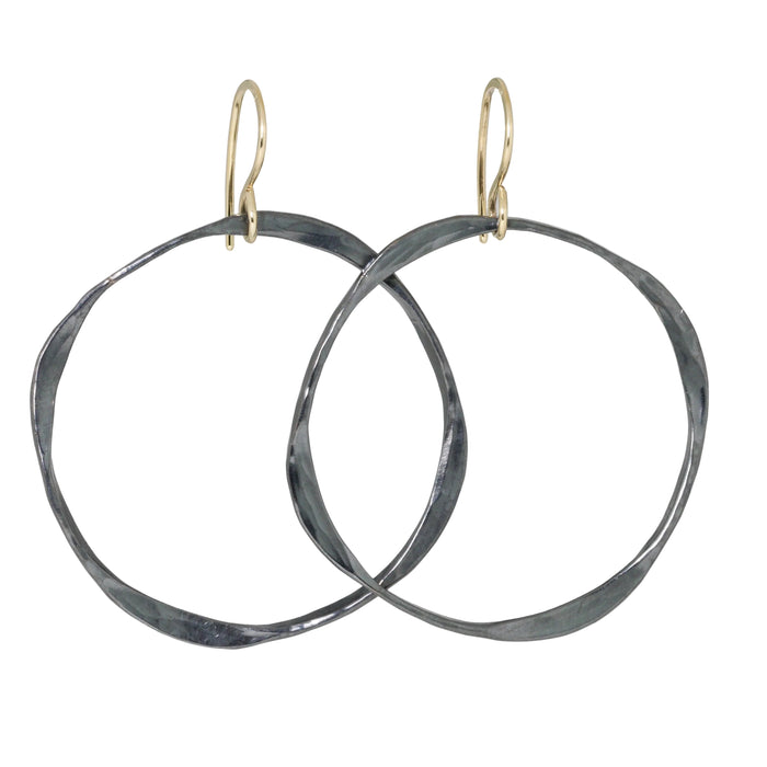 Oxidized Sterling Forward Hoop Earrings