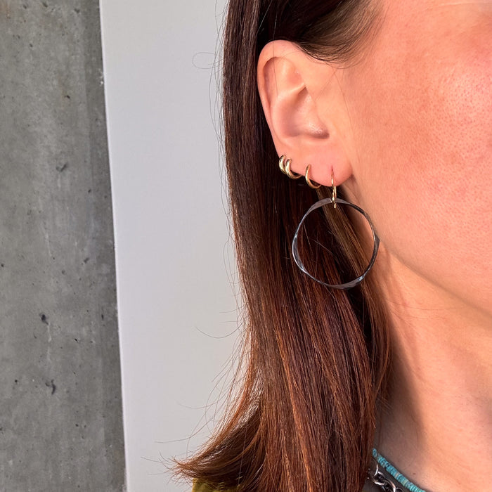 Oxidized Sterling Forward Hoop Earrings