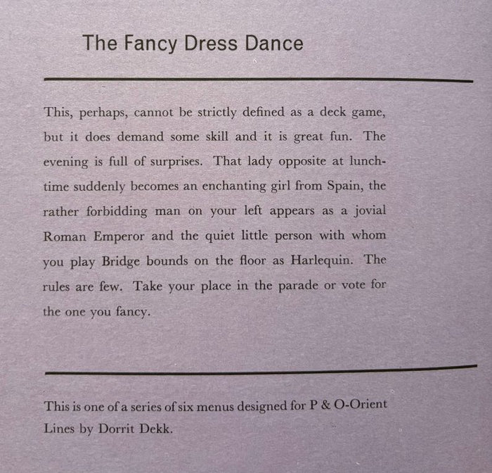 P. & O. Lines. Dinner - Fancy Dress Dance