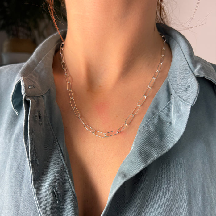 Paperclip Sterling Link Necklace-Chemistry Jewelry