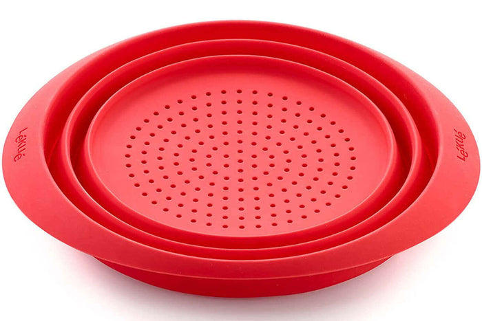 Passoire rétractable Lékué ø23cm en silicone Platinum - Rouge