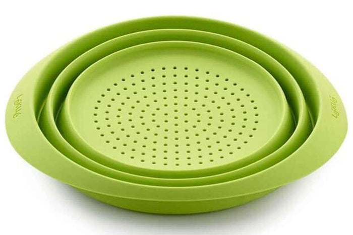 Passoire rétractable Lékué ø23cm en silicone Platinum - Vert