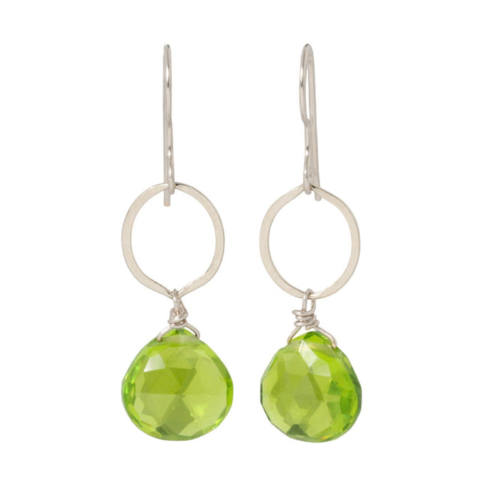 Peridot Circle Drop Earrings-Judy Brandon