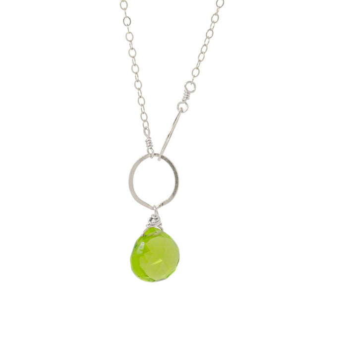 Peridot Circle Drop Necklace-Judy Brandon