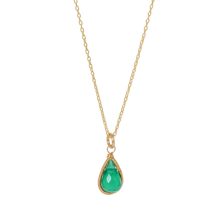 Petite Teardrop Green Onyx Necklace