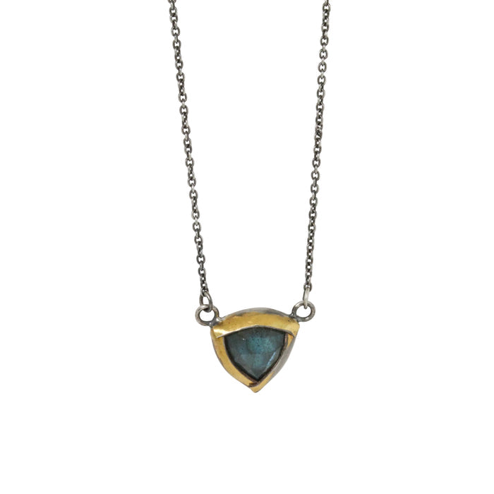 Petite Tri Fold Teal Labradorite Necklace-Austin Titus