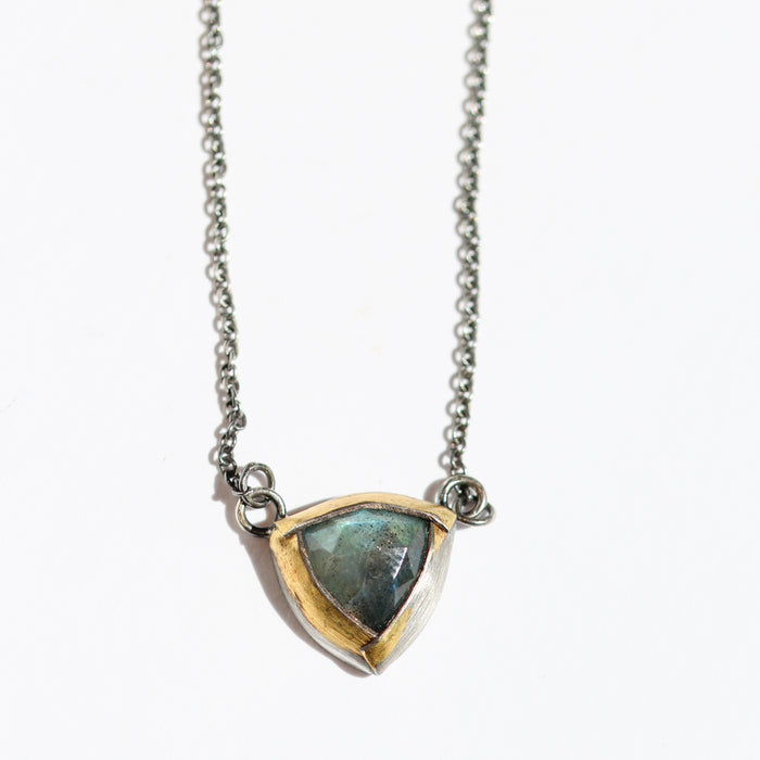 Petite Tri Fold Teal Labradorite Necklace-Austin Titus