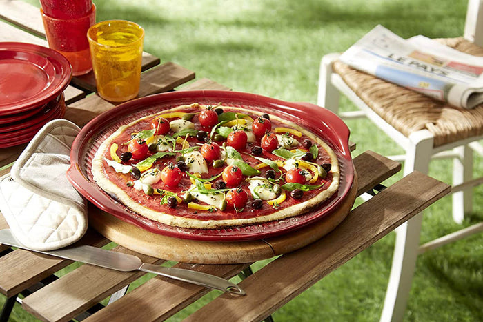 Pierre à pizza Emile Henry en céramique rainurée 36cm - Grand Cru