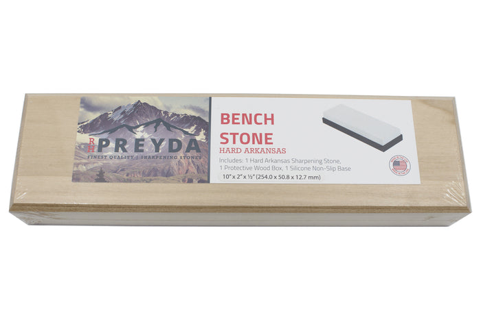 Pierre naturelle d'Arkansas RH PREYDA grains moyens + coffret bois - 25 x 5 x 1.3cm