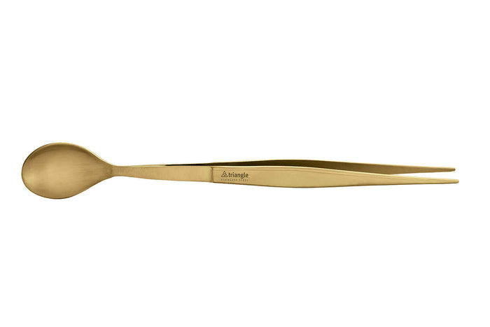 Pince à dresser avec cuillère intégrée Triangle inox 17cm - Doré