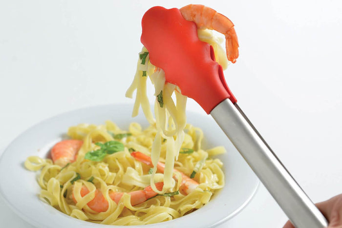 Pince de service Mastrad Express 28cm inox et silicone rouge