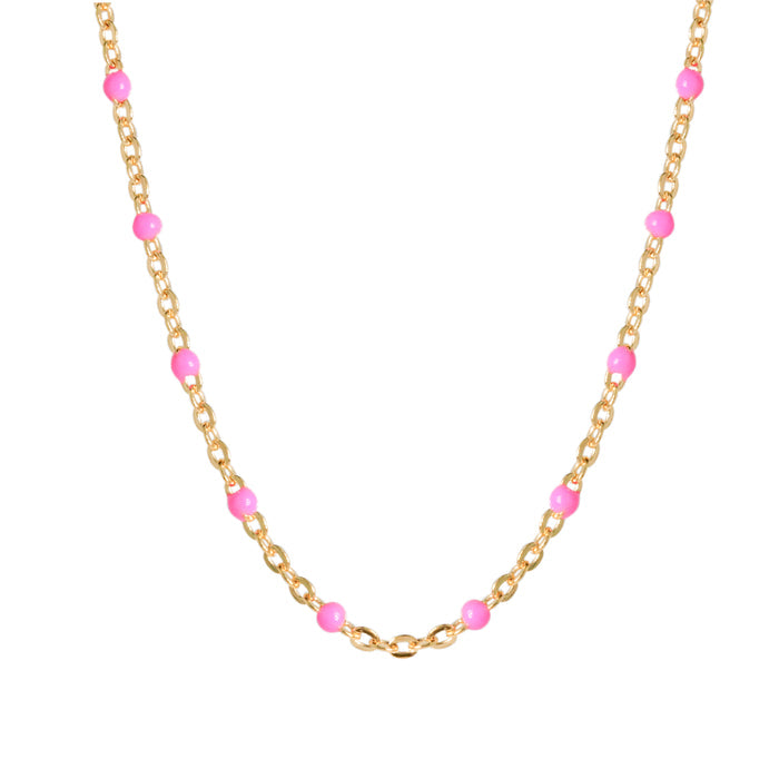 Pink Enamel Dot Necklace-Chemistry Jewelry