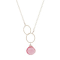 Pink Quartz Double Circle Drop Necklace