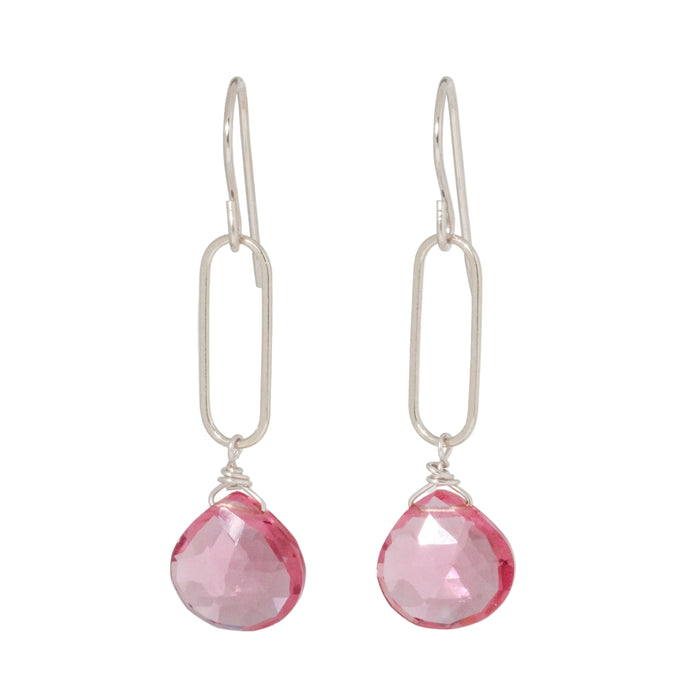 Pink Quartz Link Earrings