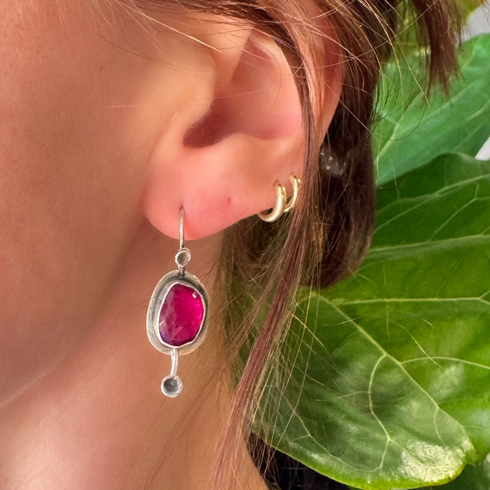 Pink Sapphire Pansy Drop Earrings-Glacier Lily