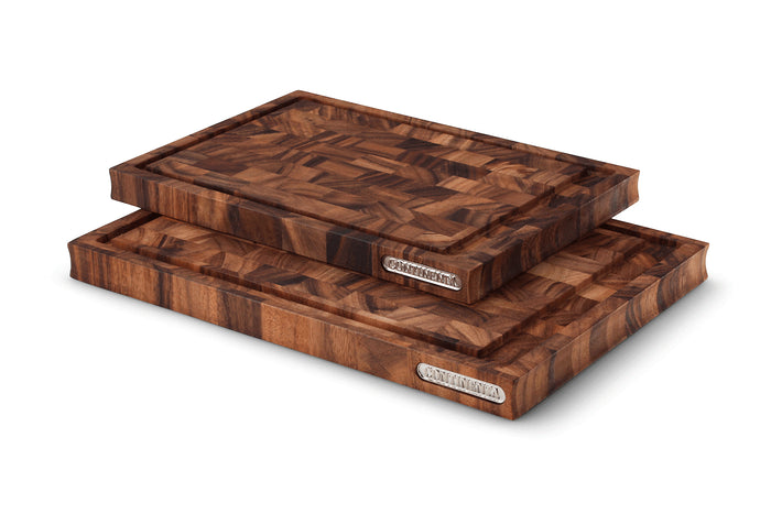 Planche à découper Continenta en bois d'acacia mosaïque + rigole - L