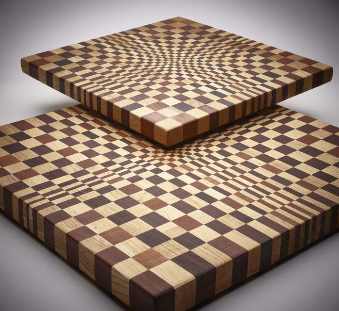 Planche à découper Legnoart Vega en rouvre naturel et thermo bois effet mosaïque