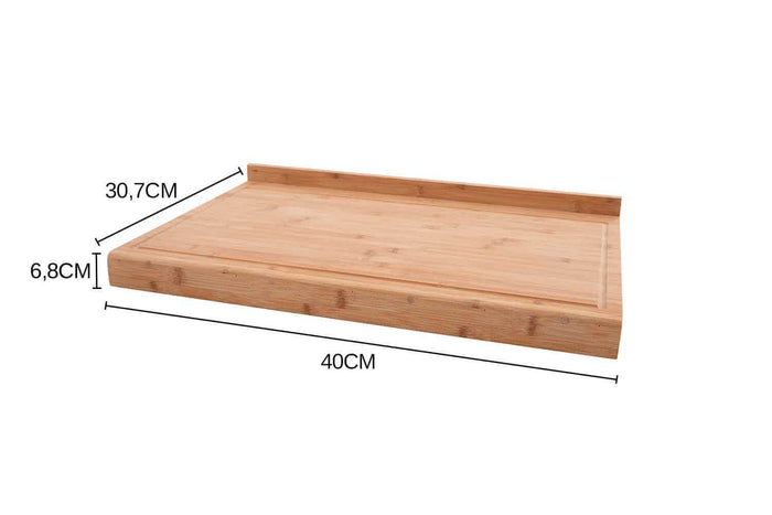 Planche à découper pour plan de travail Point-Virgule en bambou FSC avec rigole - 2 tailles - M
